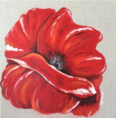 Painting titled "Coquelicot" by Nathalie Moiroud, Original Artwork, Acrylic