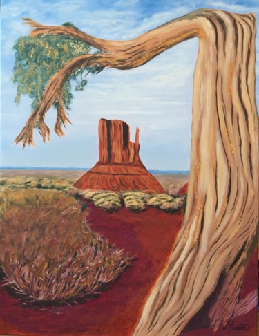 Painting titled "Monument Valley" by Nathalie Moiroud, Original Artwork, Oil