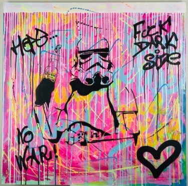 Painting titled "f*** DARK SIDE" by N Nathan, Original Artwork, Acrylic Mounted on Wood Stretcher frame