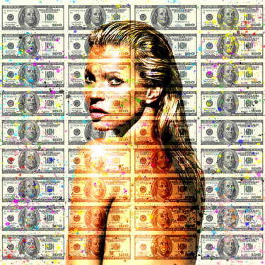 Painting titled "Kate DOLL $$$" by N Nathan, Original Artwork, Photo Montage Mounted on Aluminium