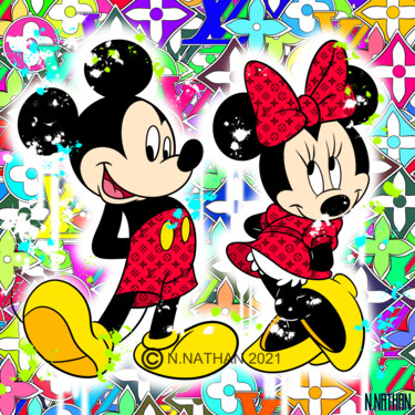 Malerei mit dem Titel "Mickey in love" von N Nathan, Original-Kunstwerk, Digitale Malerei