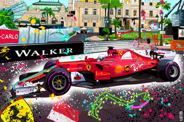 Painting titled "F1 Place du casino…" by N Nathan, Original Artwork, Digital Painting
