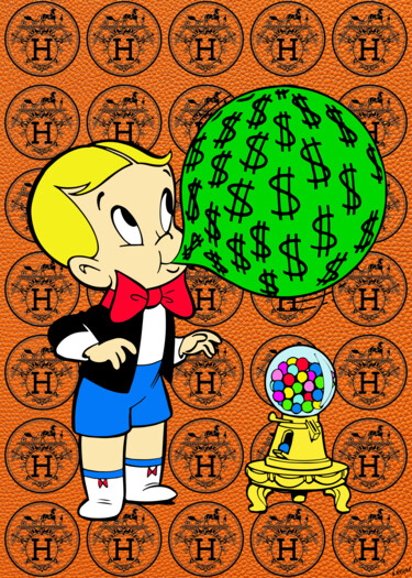 Malerei mit dem Titel "Richie Dollar Gum" von N Nathan, Original-Kunstwerk, Digitale Malerei