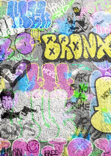 Painting titled "Bronx Wall" by N Nathan, Original Artwork, Digital Painting
