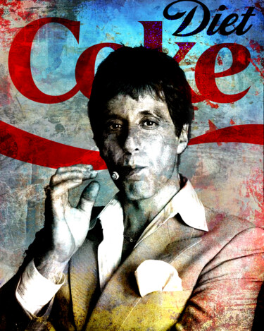 Schilderij getiteld "Diet Coke Montana" door N Nathan, Origineel Kunstwerk, Digitaal Schilderwerk