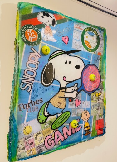 Painting titled "Snoopy Rolex Master" by N Nathan, Original Artwork, Acrylic Mounted on Aluminium