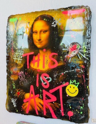 Painting titled "This Is Art Mona !" by N Nathan, Original Artwork, Acrylic Mounted on Aluminium