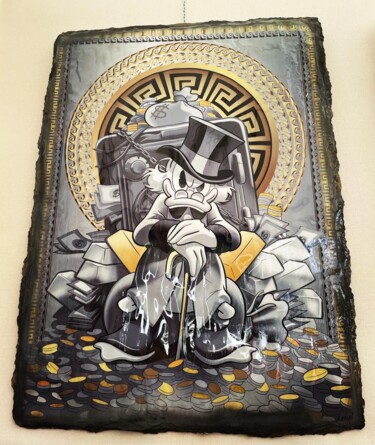 Schilderij getiteld "Scrooge Baner" door N Nathan, Origineel Kunstwerk, Acryl Gemonteerd op Aluminium