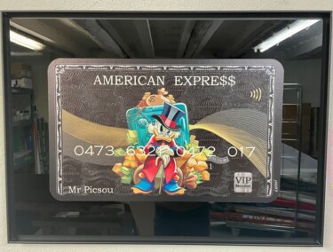 Painting titled "Amex Scrooge banker" by N Nathan, Original Artwork, Digital Painting Mounted on Plexiglass