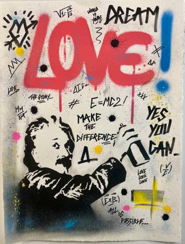 Schilderij getiteld "LOve=MC2" door N Nathan, Origineel Kunstwerk, Acryl