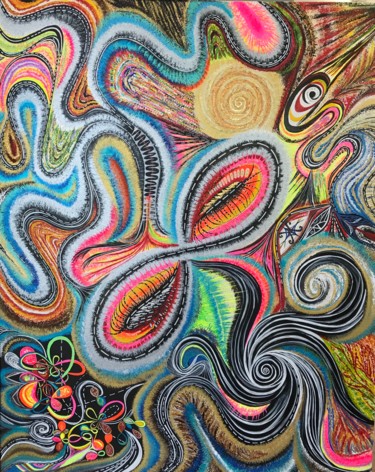 Painting titled "Obsession" by Nacéra Oussad, Original Artwork, Acrylic