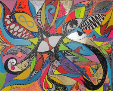 Malerei mit dem Titel "Vision Divergente" von Nacéra Oussad, Original-Kunstwerk, Acryl Auf Keilrahmen aus Holz montiert