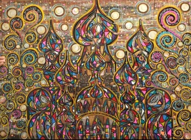 Peinture intitulée "Le troisième temple" par Nacéra Oussad, Œuvre d'art originale, Acrylique