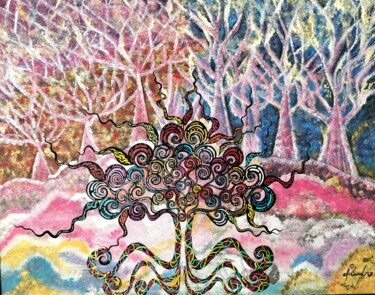 Peinture intitulée "L'arbre de vie" par Nacéra Oussad, Œuvre d'art originale, Acrylique
