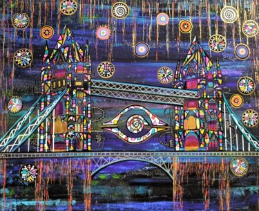 Peinture intitulée "Tower bridge" par Nacéra Oussad, Œuvre d'art originale, Acrylique