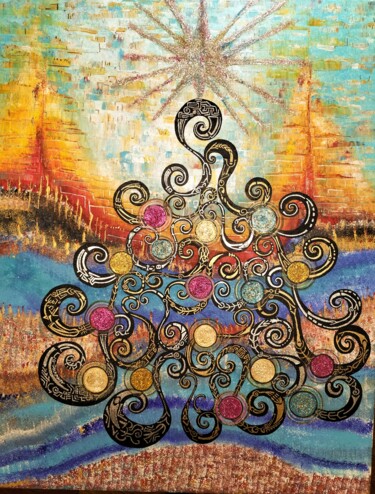 Peinture intitulée "The star tree" par Nacéra Oussad, Œuvre d'art originale, Acrylique