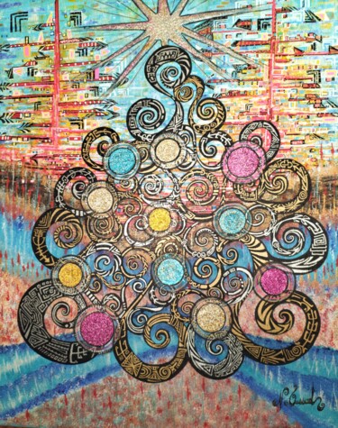 Peinture intitulée "The tree" par Nacéra Oussad, Œuvre d'art originale, Acrylique