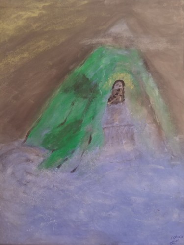 Pittura intitolato "Mountain with sea" da Natas Dam, Opera d'arte originale, Acrilico