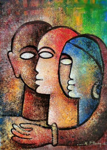 Painting titled "Alphabet of love" by N.P Pandey, Original Artwork, Acrylic