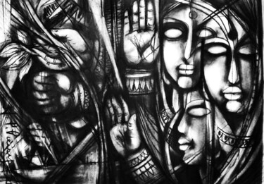 Drawing titled "Part of blessing" by N.P Pandey, Original Artwork, Charcoal