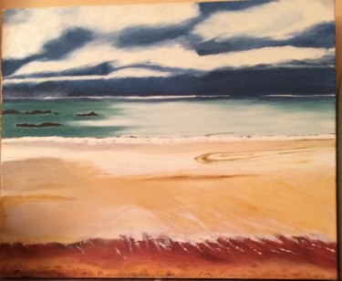 Pintura intitulada "plage" por Nicole Vila, Obras de arte originais, Óleo