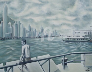 Peinture intitulée "Hong Kong" par Nathalie Viti, Œuvre d'art originale, Huile
