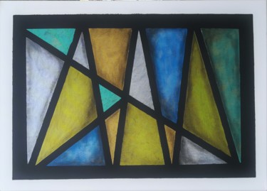 Painting titled "triangulaire" by Nadine Warnet-Ponsart, Original Artwork, Acrylic Mounted on Wood Stretcher frame
