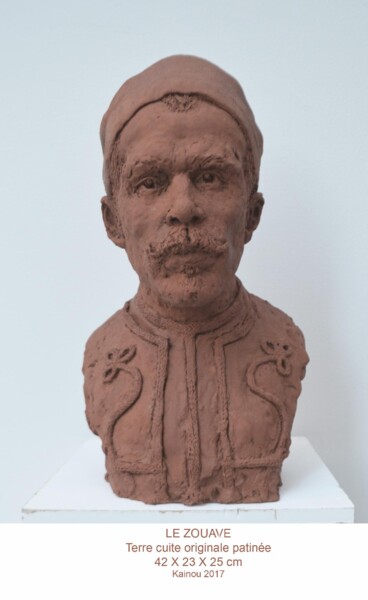 Sculpture titled "Le Zouave" by Nacera Kaïnou, Original Artwork, Terra cotta