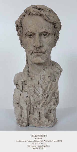 Sculpture intitulée "Louis Pergaud - écr…" par Kainou, Œuvre d'art originale, Terre cuite