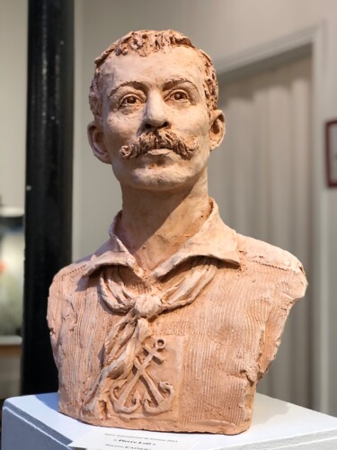 Sculpture titled "Pierre Loti" by Nacera Kaïnou, Original Artwork, Terra cotta