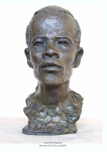 Sculpture intitulée "Guerrier Massai" par Kainou, Œuvre d'art originale, Métaux