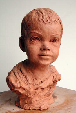 Sculpture titled "Le petit Pierre" by Nacera Kaïnou, Original Artwork, Terra cotta