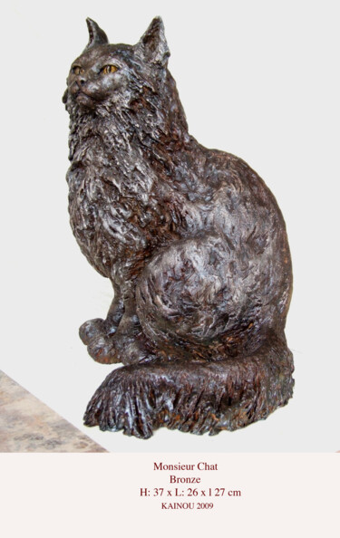 Sculpture intitulée "Monsieur Chat" par Kainou, Œuvre d'art originale, Métaux