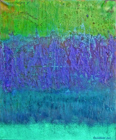 Painting titled "Bleu vert" by Nacera Kaïnou, Original Artwork