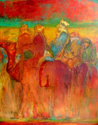 Pittura intitolato "Caravane" da Nacera Kaïnou, Opera d'arte originale