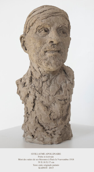 Sculpture titled "Guillaume Apollinai…" by Nacera Kaïnou, Original Artwork, Terra cotta