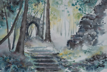 Painting titled "Le passage" by Nachenza, Original Artwork, Watercolor