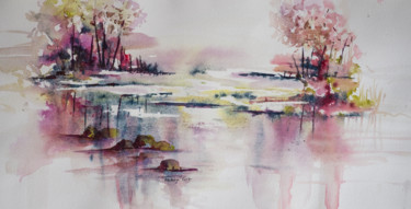 Painting titled "Plénitude" by Nachenza, Original Artwork, Watercolor