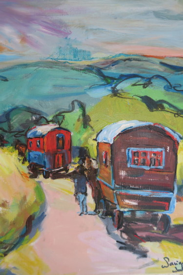 Painting titled "Poésie des routes" by Nadine Nacinovic, Original Artwork