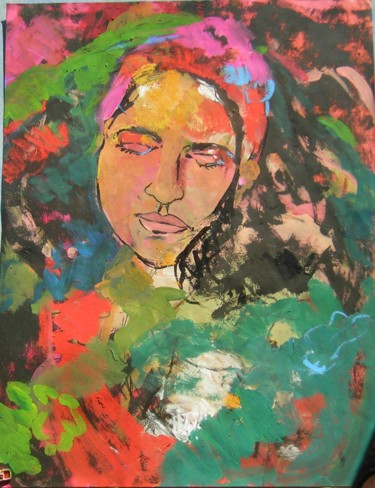 Peinture intitulée "Mon amie Nadia" par Nadine Nacinovic, Œuvre d'art originale, Acrylique