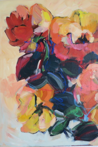 Peinture intitulée "Les roses du jardin" par Nadine Nacinovic, Œuvre d'art originale, Acrylique