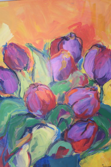 Painting titled "La Danse des tulipes" by Nadine Nacinovic, Original Artwork, Acrylic