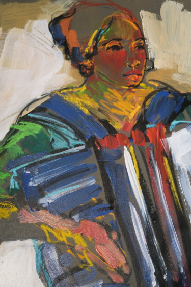 Painting titled "Lucie à l'accordéon" by Nadine Nacinovic, Original Artwork, Pastel