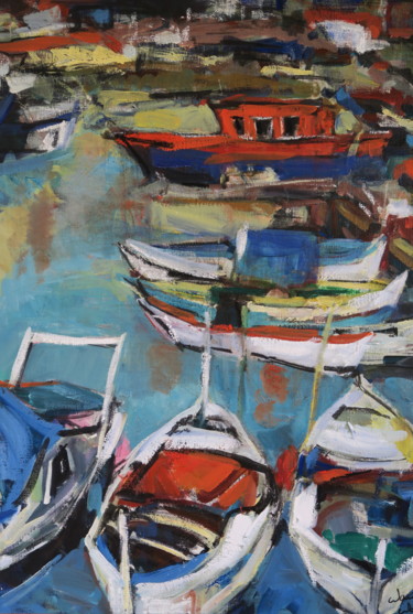 Pintura titulada "Le port du Cros de…" por Nadine Nacinovic, Obra de arte original, Acrílico