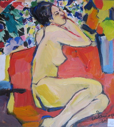 Peinture intitulée "Juana dans les cous…" par Nadine Nacinovic, Œuvre d'art originale, Autre