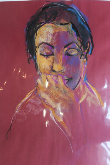 Painting titled "Alexandra de face" by Nadine Nacinovic, Original Artwork, Pastel