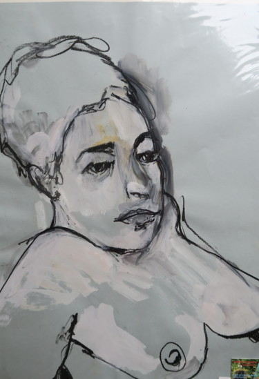 Pintura intitulada "Alexandra en noir e…" por Nadine Nacinovic, Obras de arte originais, Acrílico