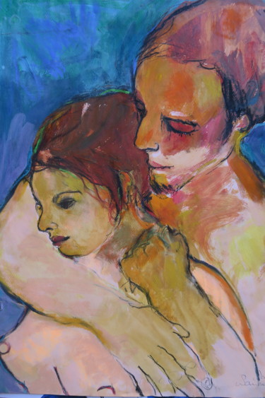 Schilderij getiteld "L e couple" door Nadine Nacinovic, Origineel Kunstwerk, Acryl