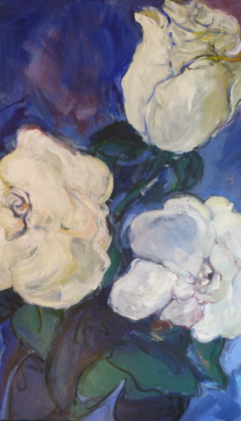Peinture intitulée "Les roses blanches" par Nadine Nacinovic, Œuvre d'art originale, Acrylique