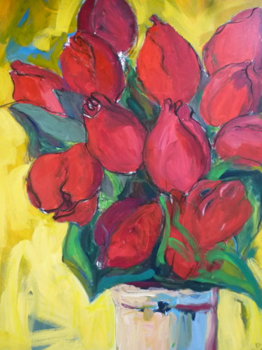 Peinture intitulée "Passionnément rouge" par Nadine Nacinovic, Œuvre d'art originale, Acrylique